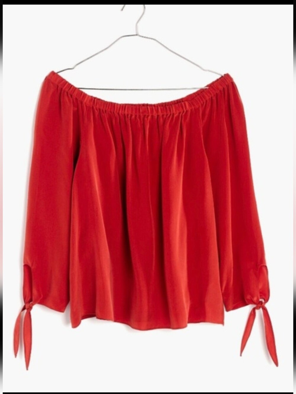 COPY - Madewell Off the Shoulder Tie Sleeve Silk Blouse
